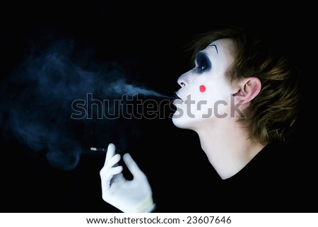 Portrait of the smoking mime with a smoke \
\
MORE  IMAGES FROM THIS SERIES IN MY PORTFOLIO