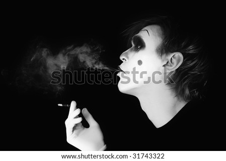 smoker mime on  black background