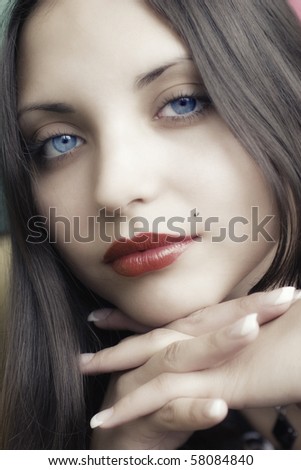 face of young beautiful brunette woman