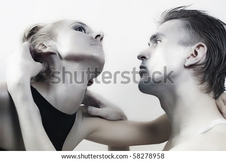 young couple in love with the brilliant makeup