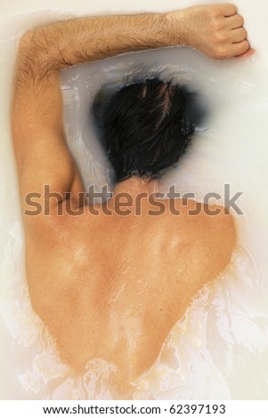 back naked suntanned young men take bath