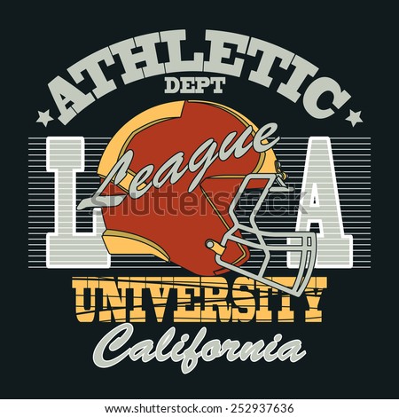 California Sport Typography, University Football Athletic Dept. T-shirt graphics, Vintage Print for sportswear apparel - vector illustration