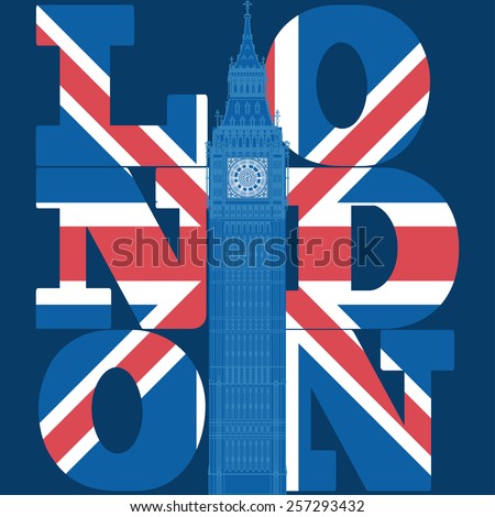 London Typography Graphics, T-shirt design, Big Ben, Attraction of the capital of England, vector illustration