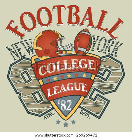 New York Sport Typography, College Football Athletic Dept. T-shirt graphics, Vintage Print for sportswear apparel - vector illustration