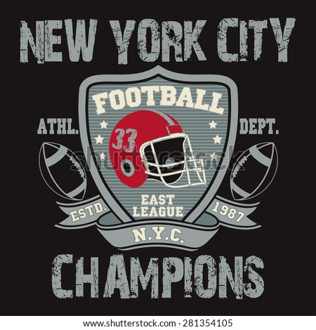 New York Sport Typography, Football Athletic Dept. T-shirt graphics, Vintage Print for sportswear apparel - vector illustration