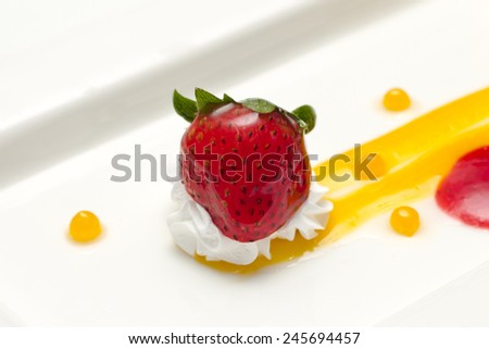 fresh strawberry glazed and mango sweet caviar