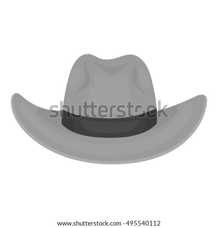 Cowboy Hat Icon In Monochrome Style Isolated On White Background. Hats