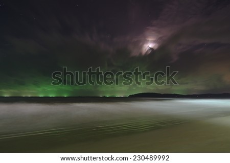 Mysterious night view at the seaside in Ao Nang, Thailand