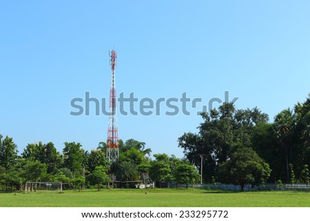 telephone tower in the park and play ground
