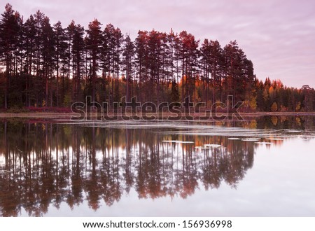 Autumn lake scene from nature reserve Malingarna, Sweden