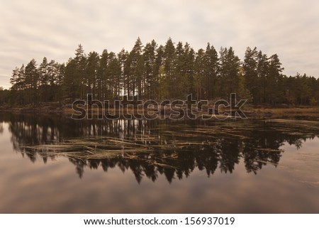 Moody lake scene, nature reserve Malingarna, Sweden