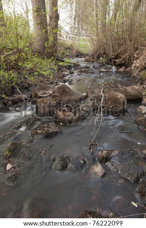 Spring stream, wide angle photo