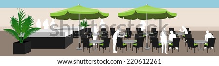 Waiters serving at an outdoor bar