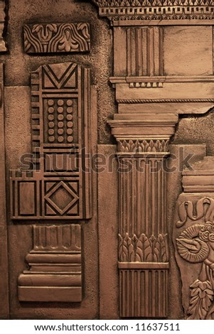 Etched Metal Background Column Design in Bronze