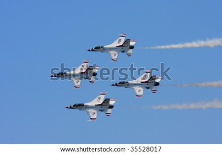 ATLANTIC CITY - AUGUST 19: Members of the US Air Force Thunderbirds perform at 