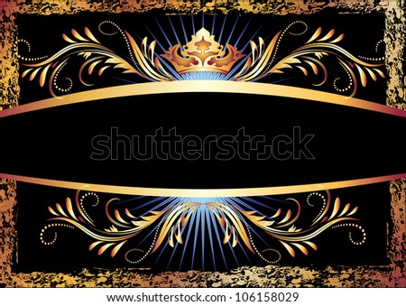 Background with luxurious copper ornament and crown. Raster version of vector. Raster version of vector.