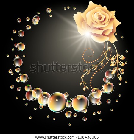 Glowing background with rose, star and bubbles.