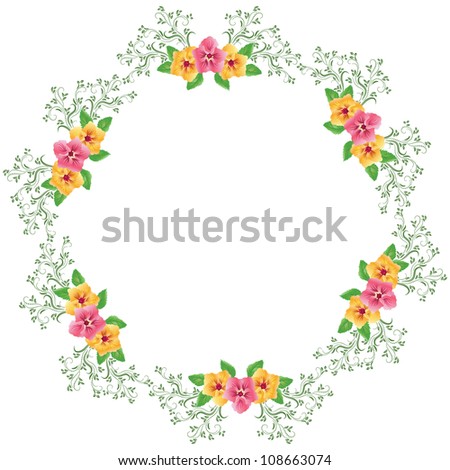 Flowers round frame. Raster version of vector.