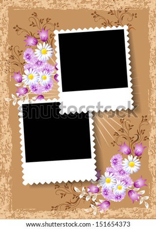 Page layout photo album with flowers