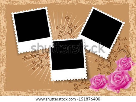 Page layout photo album with roses