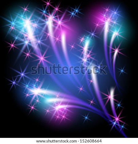 Glowing background with salute and firework. Raster version of vector.