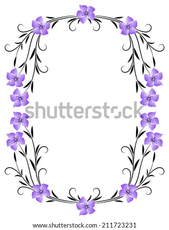 Floral ornament frame for greeting card or invitation