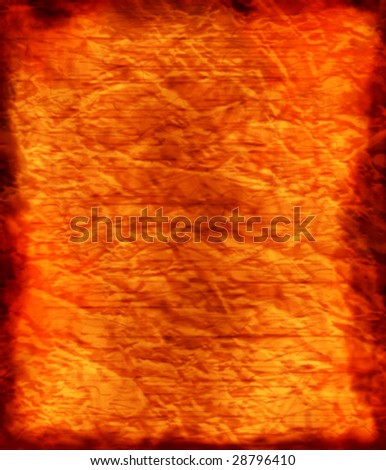 Fiery old paper - crumple parchment paper texture background