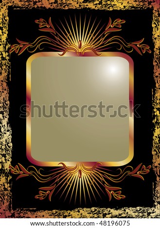 Black background with  luxurious copper ornament