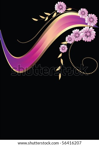 Background with ornament and elegant ribbon. Raster version of vector.