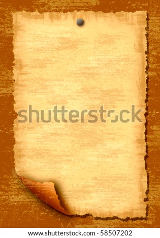 Old paper scroll on wooden texture background