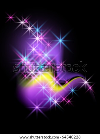 Glowing background with stars. Raster version of vector.
