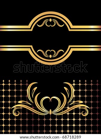Background with golden ornament. Raster version of vector.