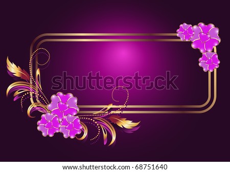 Background with flowers ornament and elegant frame. Raster version of vector.