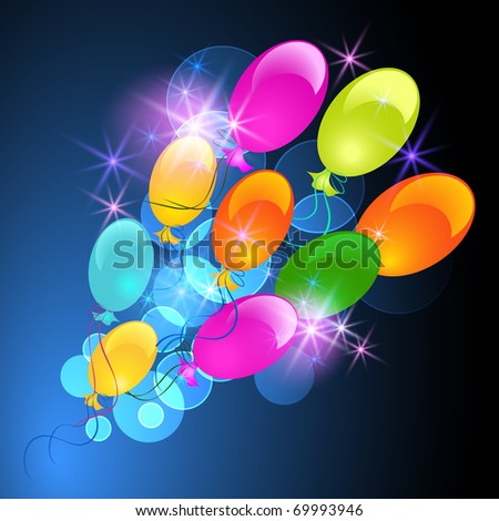 Glowing background with balloons and stars