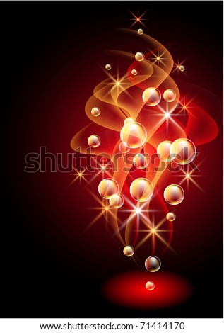 Glowing background with smoke, stars and bubbles. Raster version of vector.
