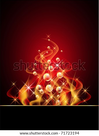 Background with glowing stars, bubbles and smoke