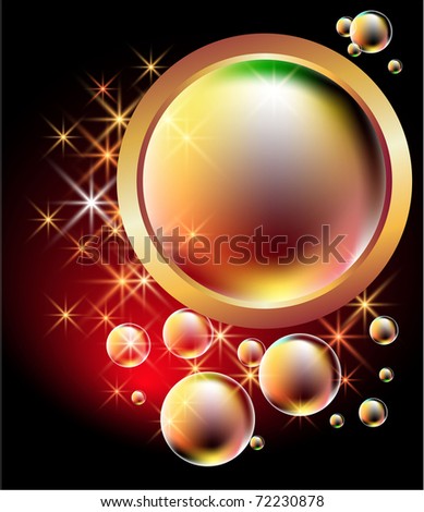 Glowing background with bubbles and stars. Raster version of vector.