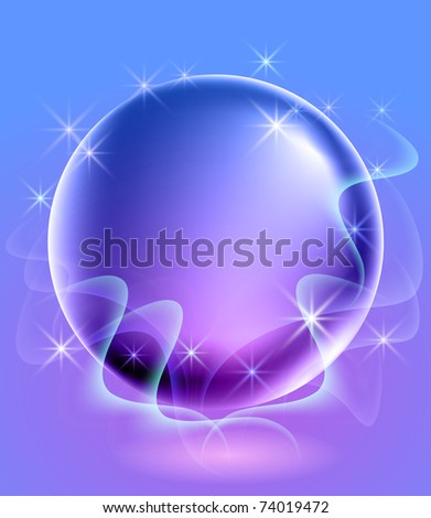 Glowing background with sphere and stars. Raster version of vector.