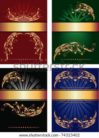 Set of backgrounds with golden ornament for various design artwork