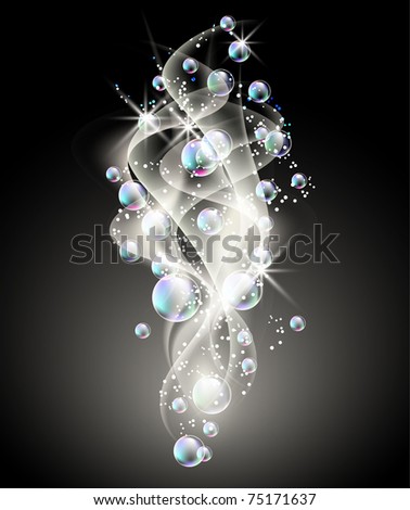Glowing background with smoke, bubbles and stars