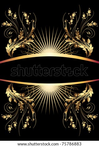 Background with golden ornament for various design artwork. Raster version