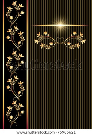 Background with golden ornament for various design artwork. Raster version of vector.