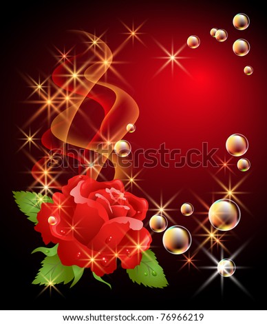 Background with golden ornament and elegant ribbon. Raster version of vector.