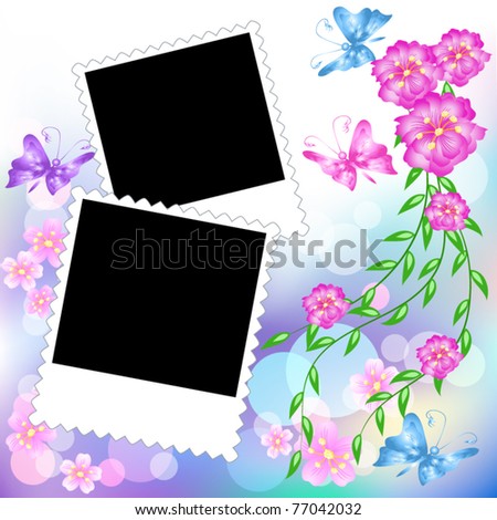 Raster Vector on Flowers And Photo Frame  Raster Version Of Vector    Stock Vector