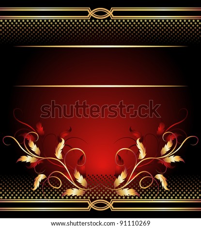 Background with golden ornament. Raster version of vector.
