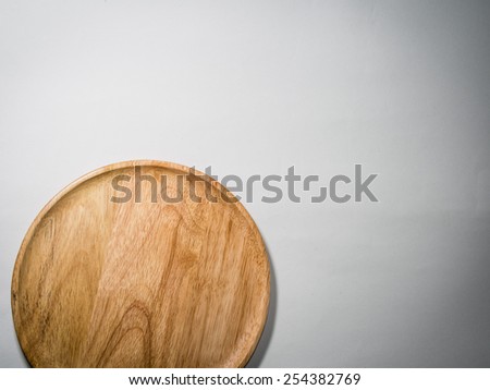 Wood dish on table cloth, Cinematic filter processed