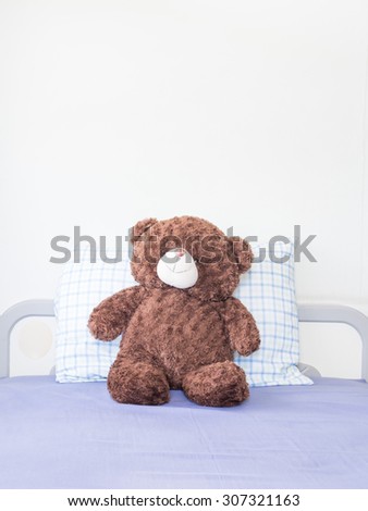 Fluffy brown teddy bear in Soft light, Filter process, Head space