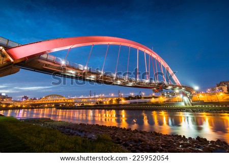 Taipei, Taiwan-the famous rainbow bridge at songshan district in the night