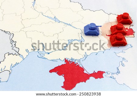 Map of War in Donbass, Ukraine with numerical Superiority of Russian Tanks