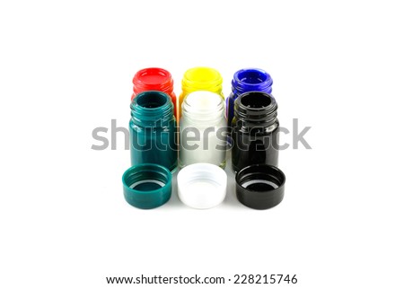 Open bottles poster color isolated on white background